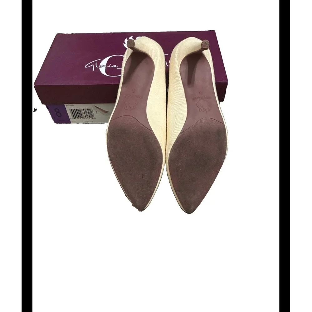 Gloria Vanderbilt Womens Pointed Toe Stiletto Pumps Natural Cream Size 8